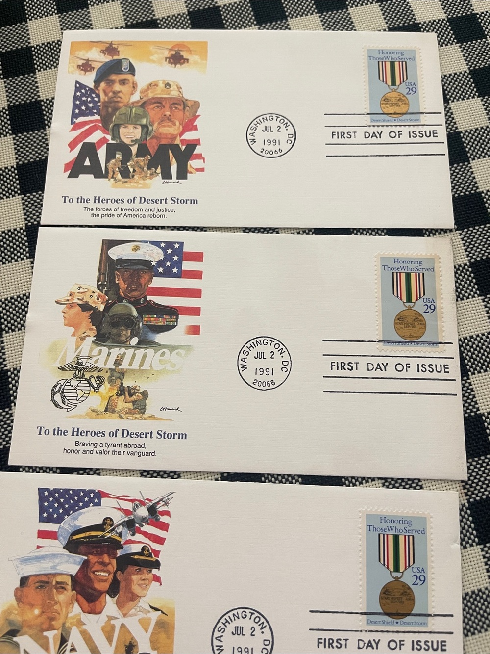 1991 Military Branch Commemorative First Day Covers - White (4)